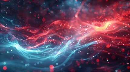 Obraz premium Swirling textures bright scarlet and soft blue backdrop