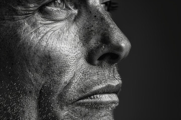 Obraz premium A furrowed brow and pursed lips betraying the weight of deep contemplation, lost in thought amidst a sea of uncertainty. Concept of introspective pondering. Generative Ai.