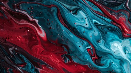 Obraz premium Bright aquamarine and deep ruby blend with liquid-like patterns backdrop