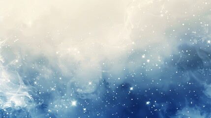 Abstract: soft white deep royal blue hues cloud-like patterns glowing stars festive ambiance backdrop
