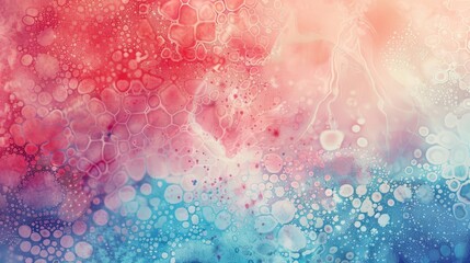 Obraz premium Striking abstract: bright crimson to soft aquamarine gradient intricate lace-like textures gentle glowing dots 4th of July spirit backdrop