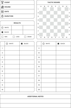 Chess Tactic Journal KDP Template- Interior 6x9