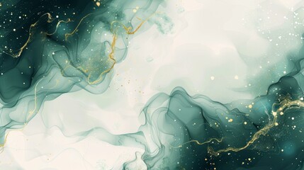 Soft ivory deep emerald tones cloud-like patterns luminous stars tranquil festive ambiance backdrop