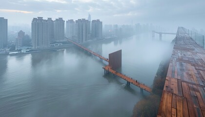 Captivating urban panorama seen from the observation deck of the tallest skyscraper