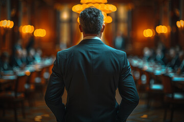 A seasoned diplomat navigating delicate negotiations with tact and diplomacy, maintaining stability in the face of political turbulence. Concept of diplomatic equilibrium. Generative Ai.