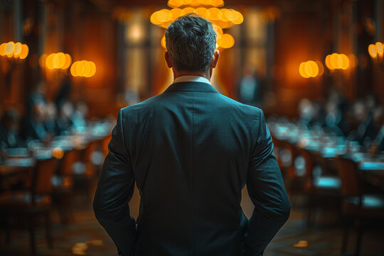 A seasoned diplomat navigating delicate negotiations with tact and diplomacy, maintaining stability in the face of political turbulence. Concept of diplomatic equilibrium. Generative Ai.