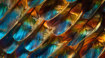 A colorful feather with a rainbow of colors
