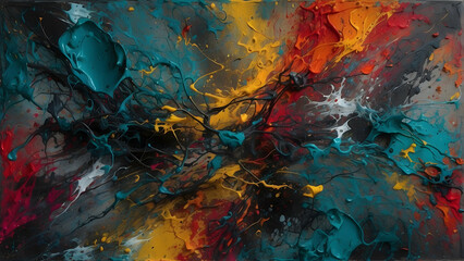 Vibrant abstract paint explosion art