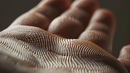 Detailed Close-Up of Human Fingers Highlighting Fingerprint Patterns and Skin Texture