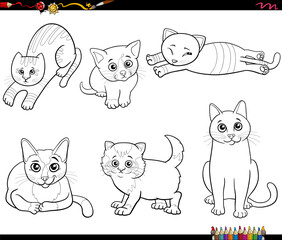 cartoon cats and kittens comic characters set coloring page