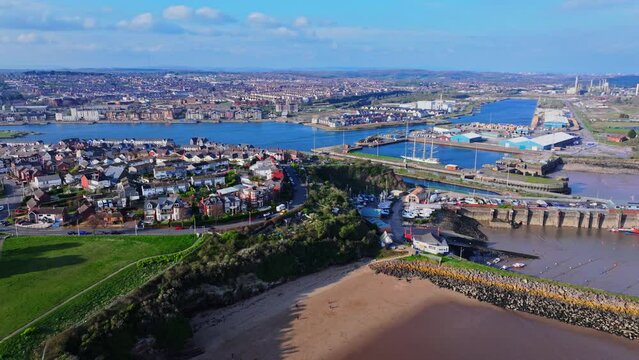 Aerial shot of the industrial docks at Barry, Wales