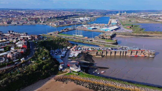 Aerial shot of the industrial docks at Barry, Wales
