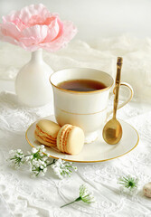 Tea with macaroons self care