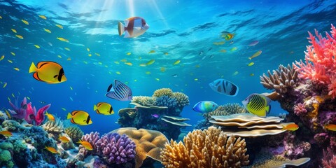 underwater world corals fish Generative AI