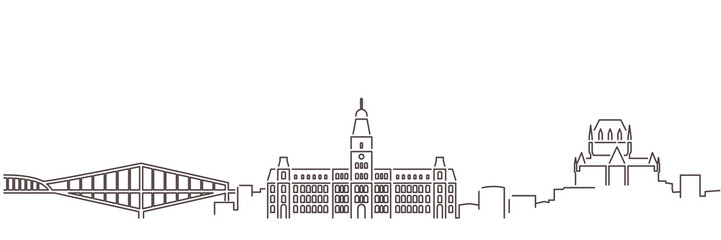 Obraz premium Quebec Dark Line Simple Minimalist Skyline With White Background