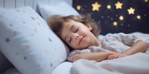Obraz na płótnie Canvas Sleeping child in bed Generative AI