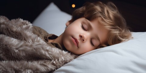 Sleeping child in bed Generative AI