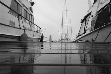 close-up of a wet wooden pier