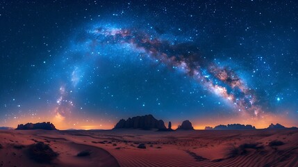 Stellar Desert Night A Breathtaking Milky Way Arch Across a Clear Night Sky