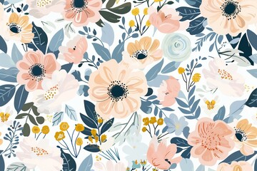 Seamless Spring Floral Pattern with Lovely Flowers
