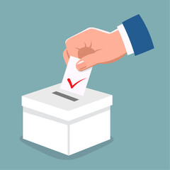 Voting Hand with Ballot, Voting Ballot in Box Vector 