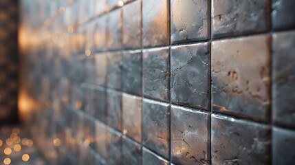 Close-up of a tiled backsplash, concept of realistic modern interior design