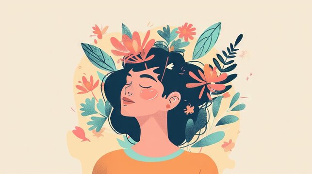 person practicing positive affirmations building selfesteem and confidence mental health concept illustration