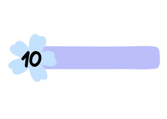 Number 10 with floral rectangle banner in cool pastel colors