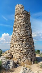 Ancient tower, aged by centuries, offers panoramic views of surrounding countryside