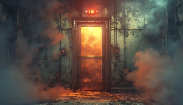 Oldfashioned elevator door, selective focus, vintage design, ethereal, silhouette, historic building backdrop