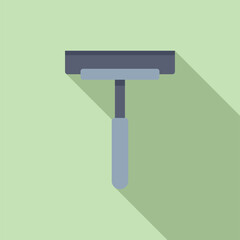 Vector illustration of a simple window cleaning squeegee icon with a flat design and long shadow effect
