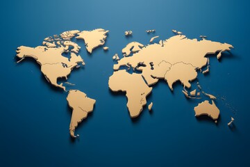 3D world map with detailed outlines on deep blue background, promoting exploration