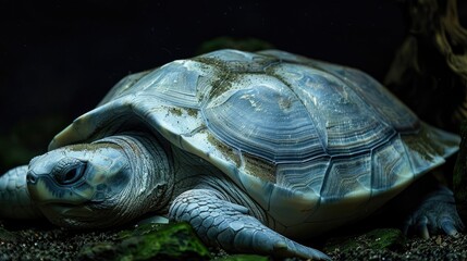 A photograph of a gray shell turtle