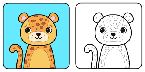 Childrens coloring book with African animals.