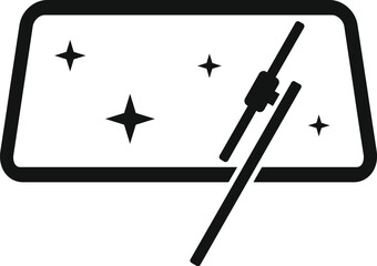 Vector icon representing a sparkling clean car windshield with a single wiper