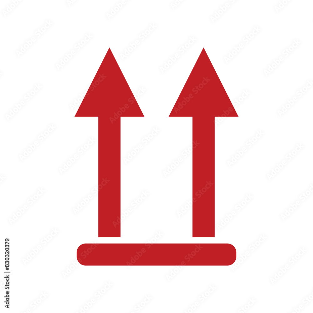 Poster the up arrow symbolizes the upload symbol. the up arrow label indicates the top of a product. design