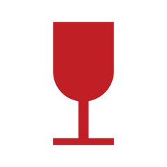 red glass icon symbolizing glassware. Symbol of fragile stuff, fragile label on the shipping box. warning not to slam