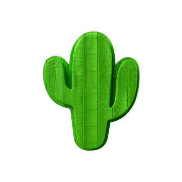 Cacto verde icone 3d com textura de madeira isolado para campanha de S&atilde;o Jo&atilde;o