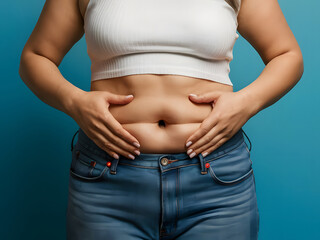 Mujer tocando su panza