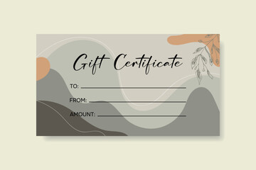 Gift Certificate. Template in modern style for salon, gallery, spa, store.