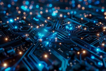 Obraz premium Circuit Board with Nodes & Connections