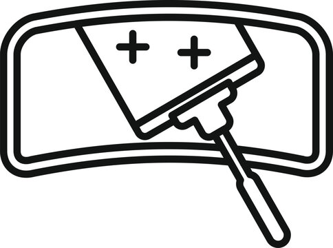 recommend clip art: Black and white line art icon featuring a car's windshield with wiper blades