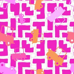 Cartoon toys seamless cars pattern for wrapping paper and fabrics and linens