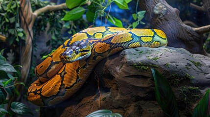 Reticulated Python or Gold Python Present at the Zoo