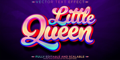 Queen text effect, editable royalty and crown customizable font style