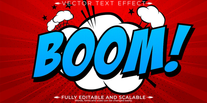 Comic book text effect, editable cartoon and pop art text style