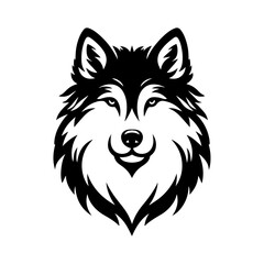 Wolf vector silhouette isolated on white background.