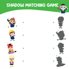 Fototapeta premium Matching shadow game for children. Find the correct shadow. Worksheet for kid. Printable activity page for kids