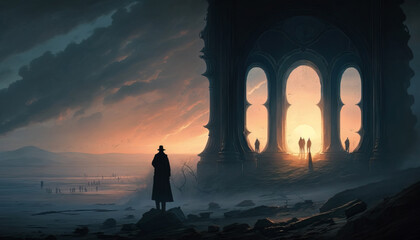 Fototapeta premium A Rite Of Passage. surreal mystical fantasy artwork