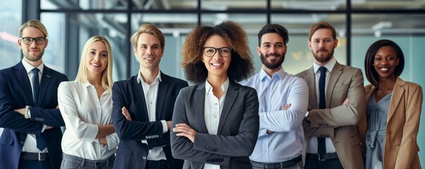 Diverse business team posing together